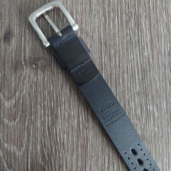 Black Perforated Leather Belt Medium/Large - Picture 6 of 6